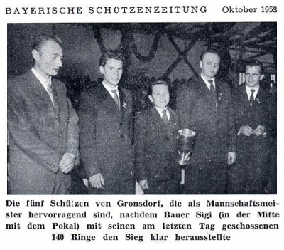 Mannschaftsmeister beim Oktoberfest- Landesschießen 1958